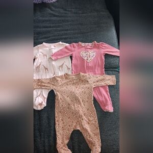 Pink Heart and Animal Print Kids One Pieces